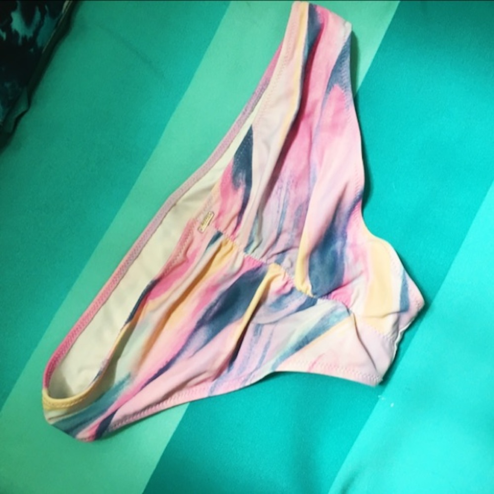PINK rainbow cinched cheeky bikini bottoms